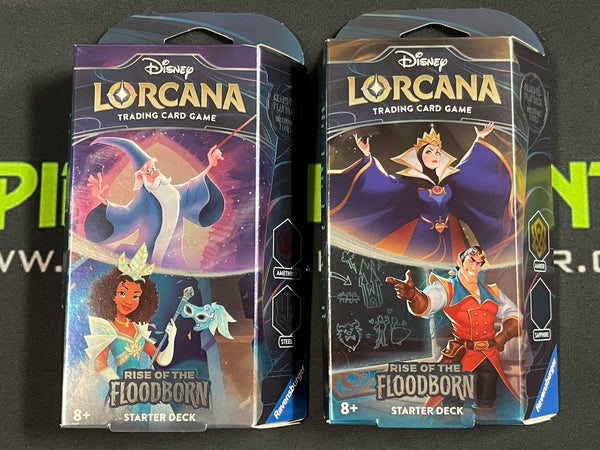 Disney Lorcana Rise of the Floodborn Starter Deck Set of 2 SEALED w/Booster Packs!