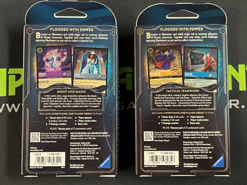 Disney Lorcana Rise of the Floodborn Starter Deck Set of 2 SEALED w/Booster Packs!