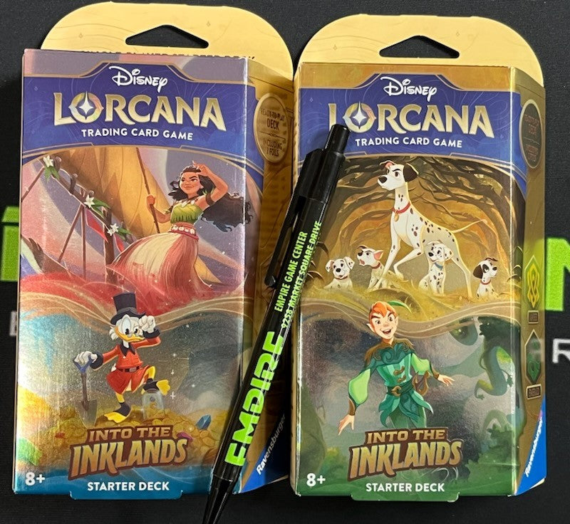 Disney Lorcana Into the Inklands Starter Deck Set of 2 SEALED w/Booster Packs!