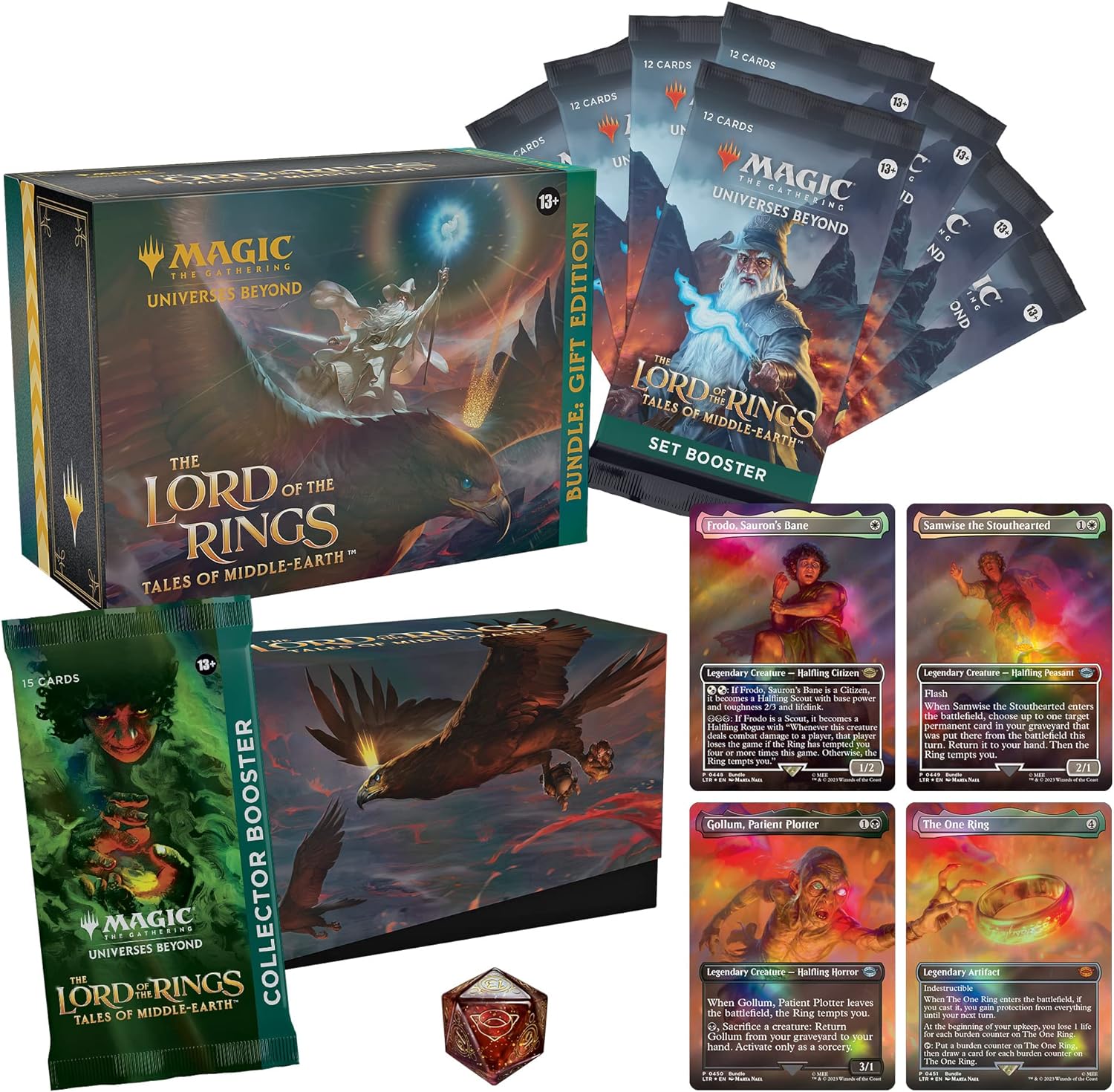 Magic: The Gathering The Lord of The Rings: Tales of Middle-Earth GIFT Bundle (The One Ring + 8 Set Boosters!) (Copy)